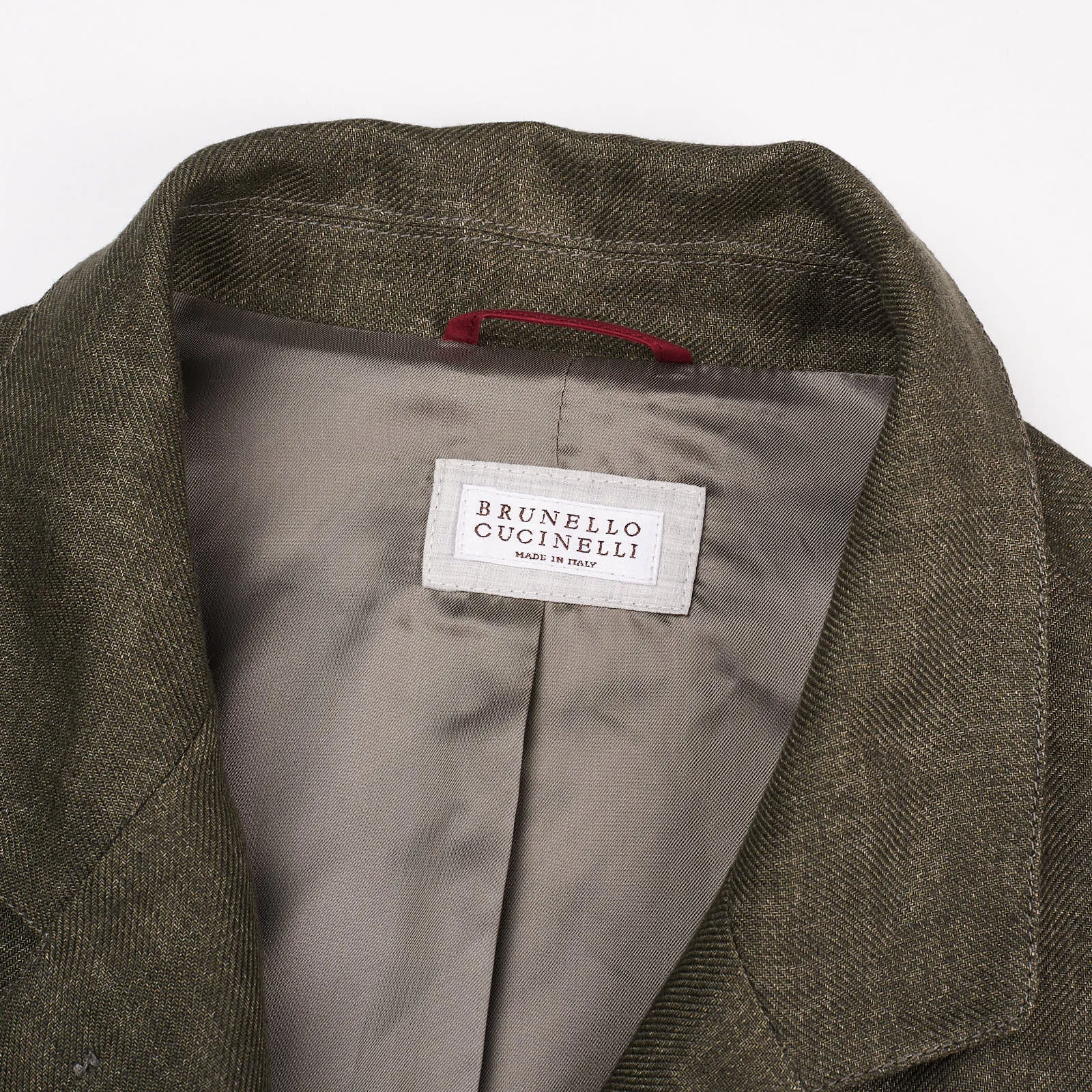 BRUNELLO CUCINELLI Olive Green Linen Safari Field Jacket EU 50 NEW US 40