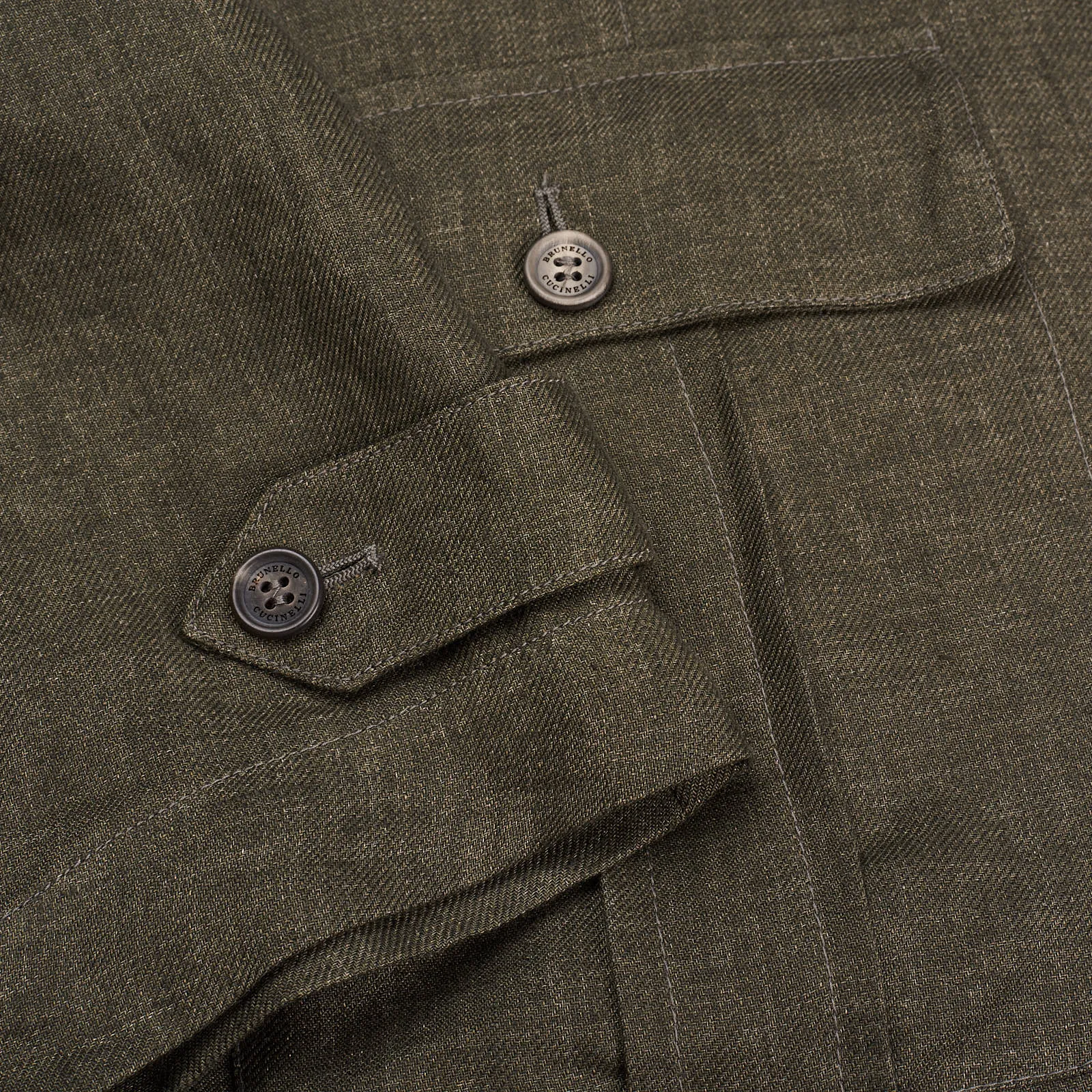 BRUNELLO CUCINELLI Olive Green Linen Safari Field Jacket EU 50 NEW US 40