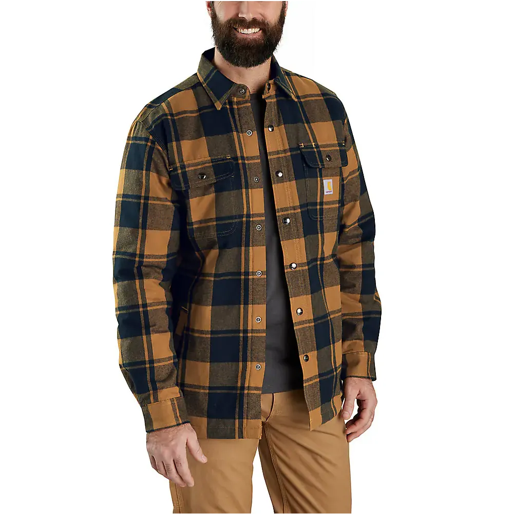 Carhartt Men's Relaxed Fit Flannel Sherpa Lined Shirt Jac