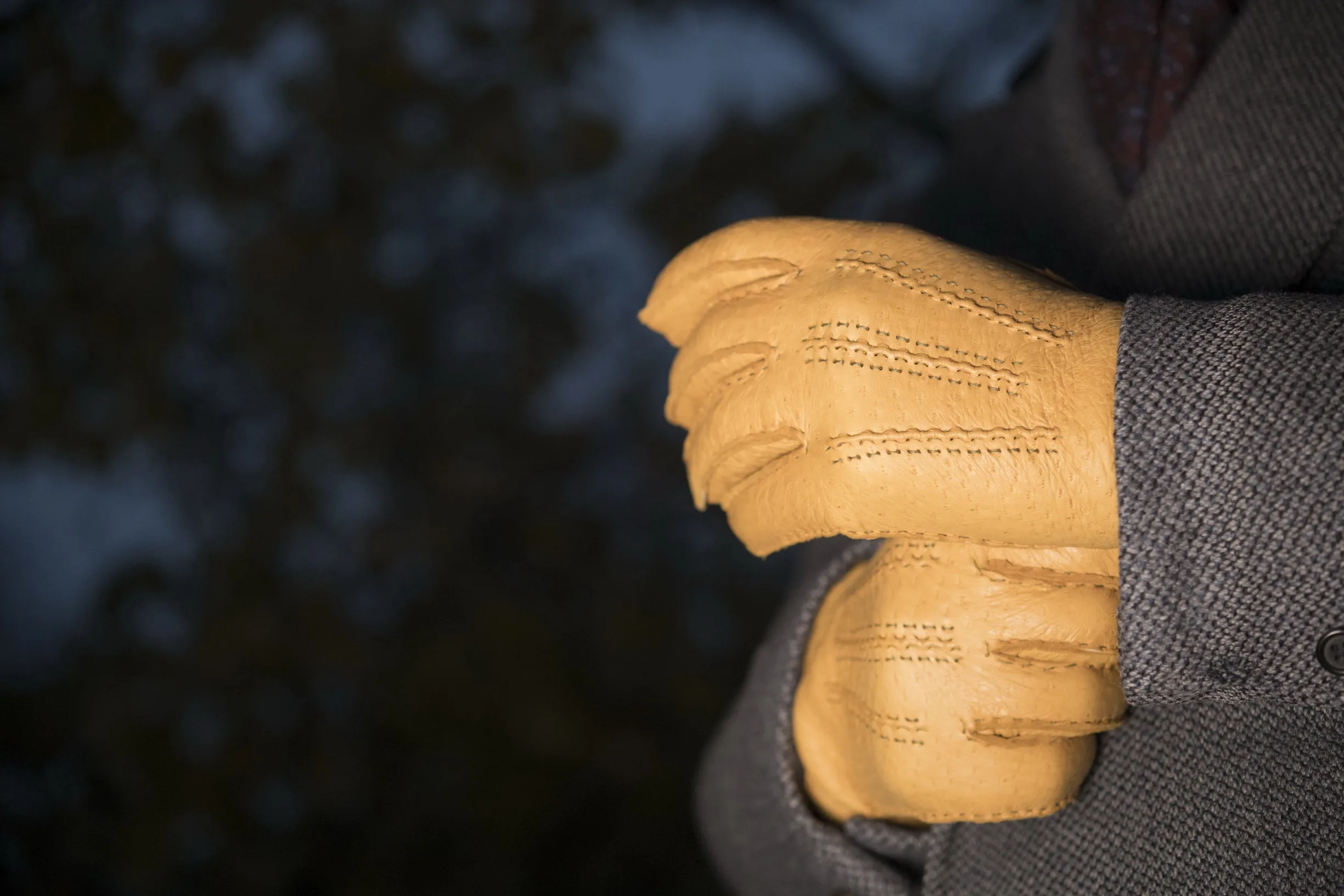 Chamois Yellow Cashmere Lined Peccary Gloves