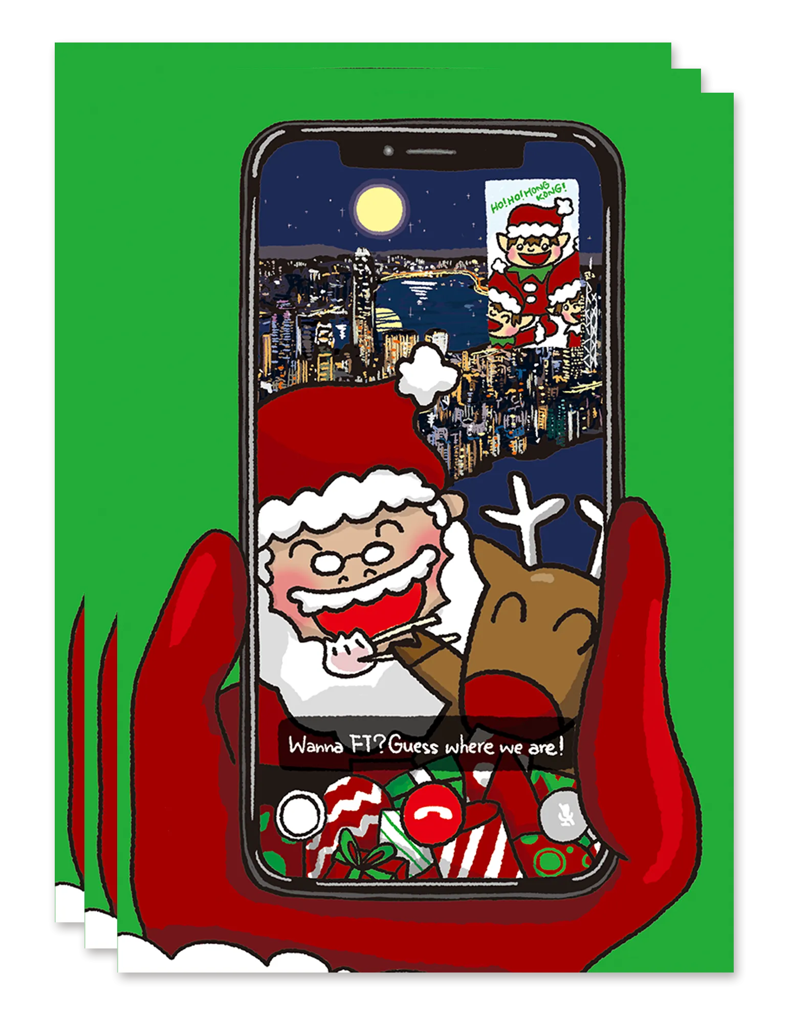 Christmas Card Pack of 10 – Santa FaceTime