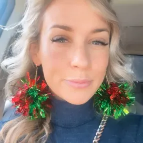 Christmas Ho Ho Hoe Pom Pom Earrings