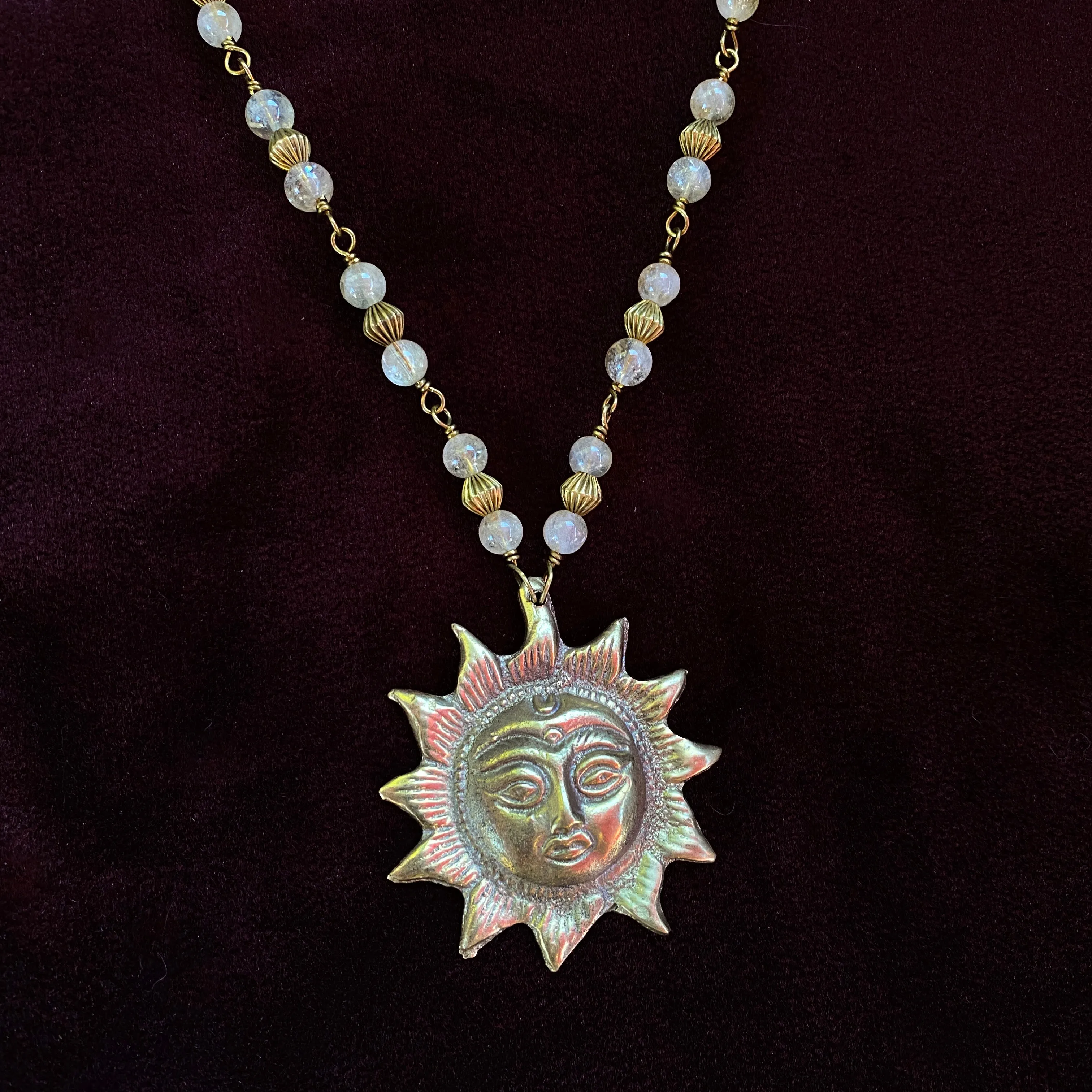 Citrine and Brass Sun Necklace