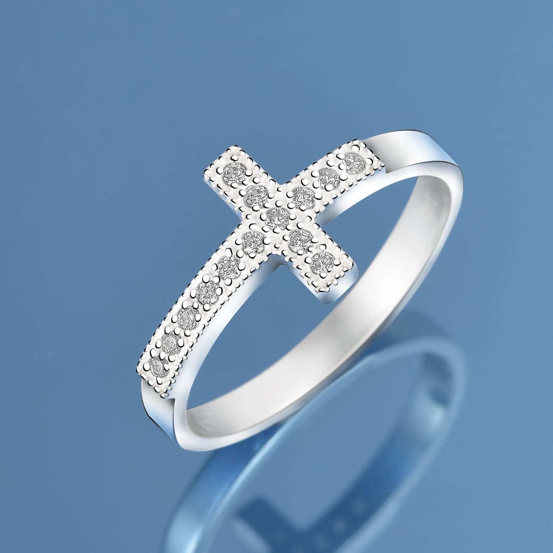 Classic Sideways Cross Rings Sterling Silver