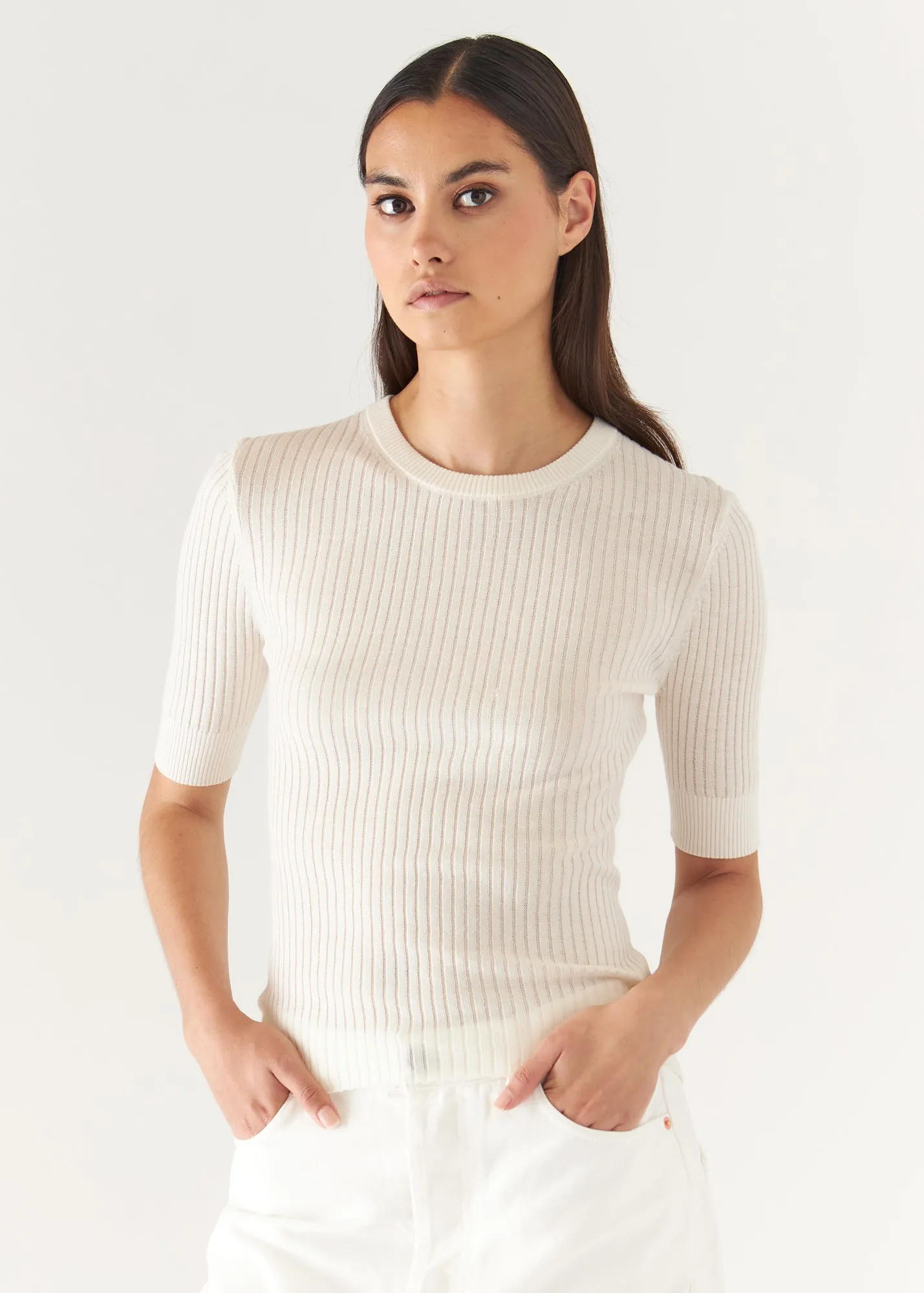 COTTON CUPRO RIBBED CREWNECK