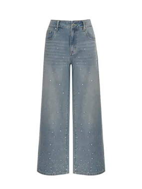 Cryistallised Wide Leg Denim