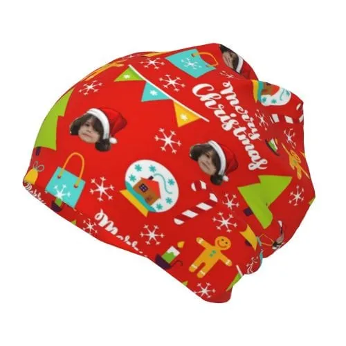 Custom Face Merry Christmas Red Kid's Beanie