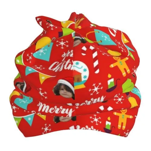 Custom Face Merry Christmas Red Kid's Beanie