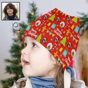 Custom Face Merry Christmas Red Kid's Beanie