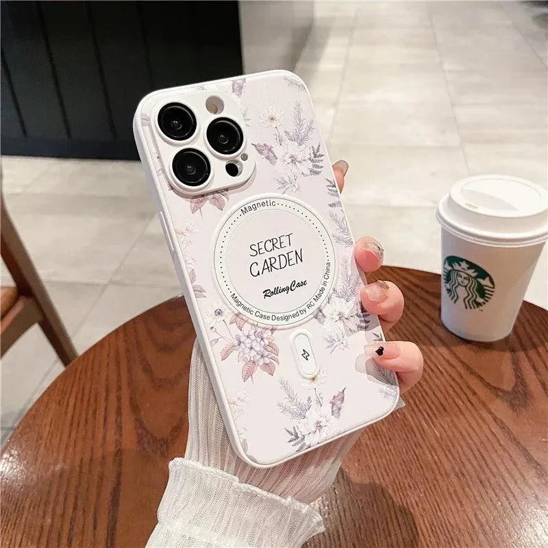 Cute Phone Case for iPhone 15, 11, 12, 13, 14, Pro Max, and 14 Plus with Printing of Magnetism Blossoms