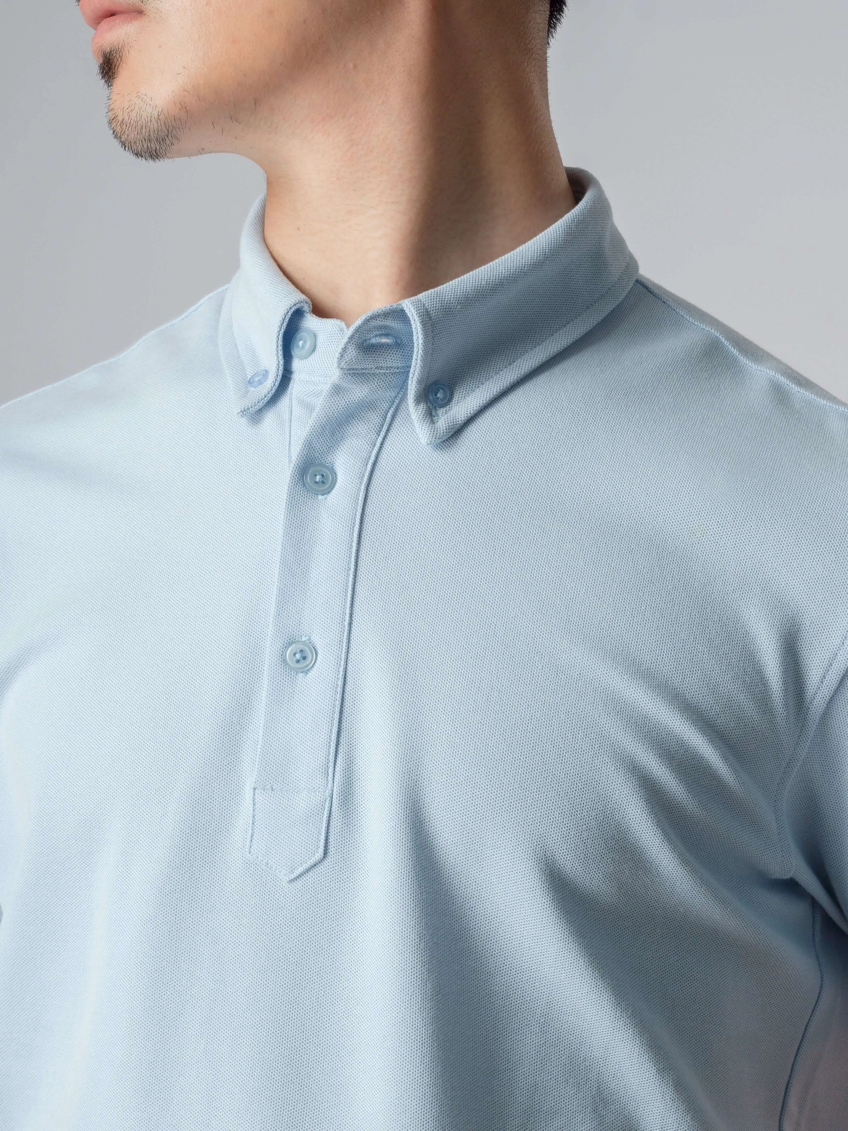 Dante Polo Button Down Short Sleeve - Light Blue