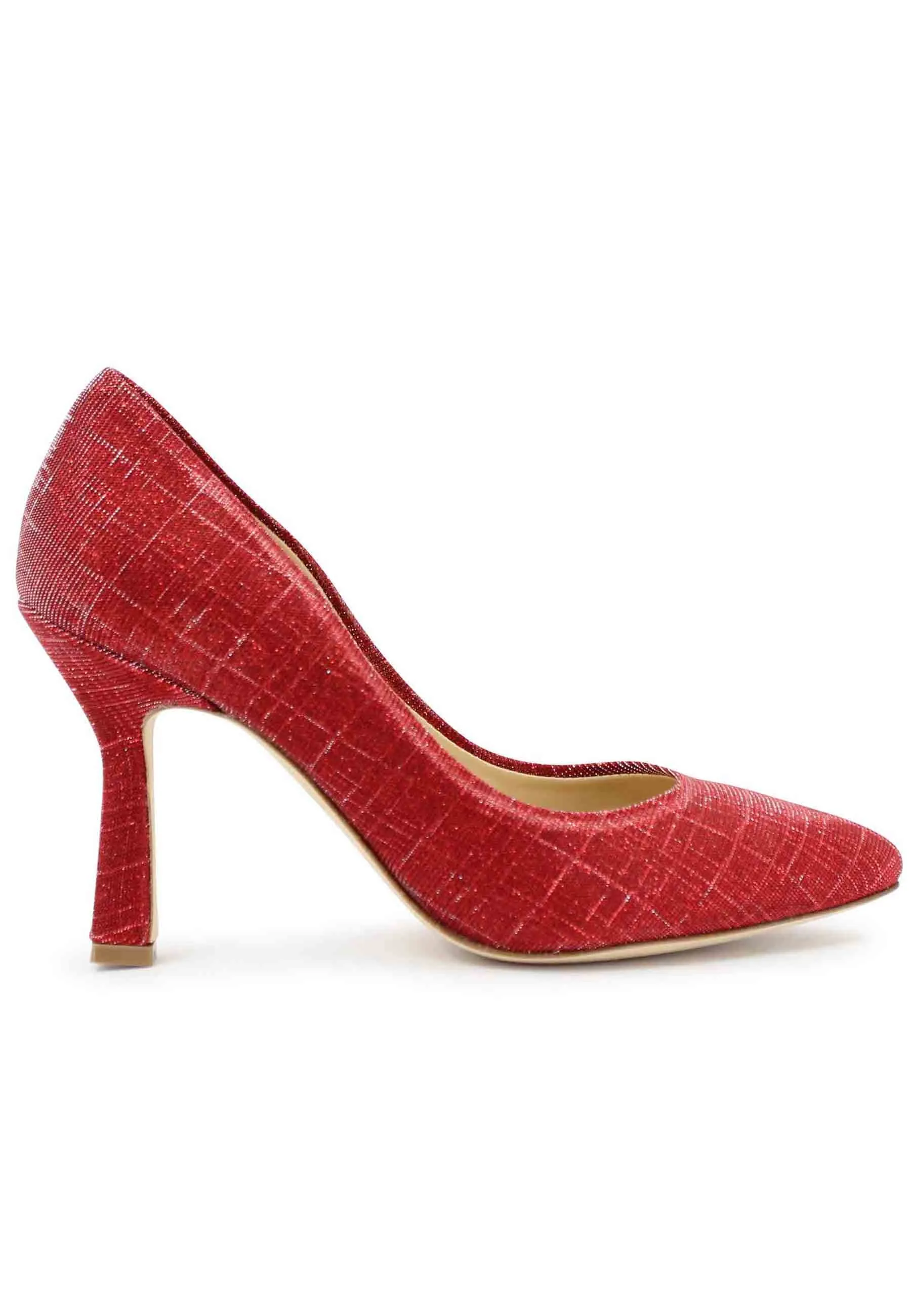 Decollete DE1002/RT donna in tessuto lux rosso con tacco alto