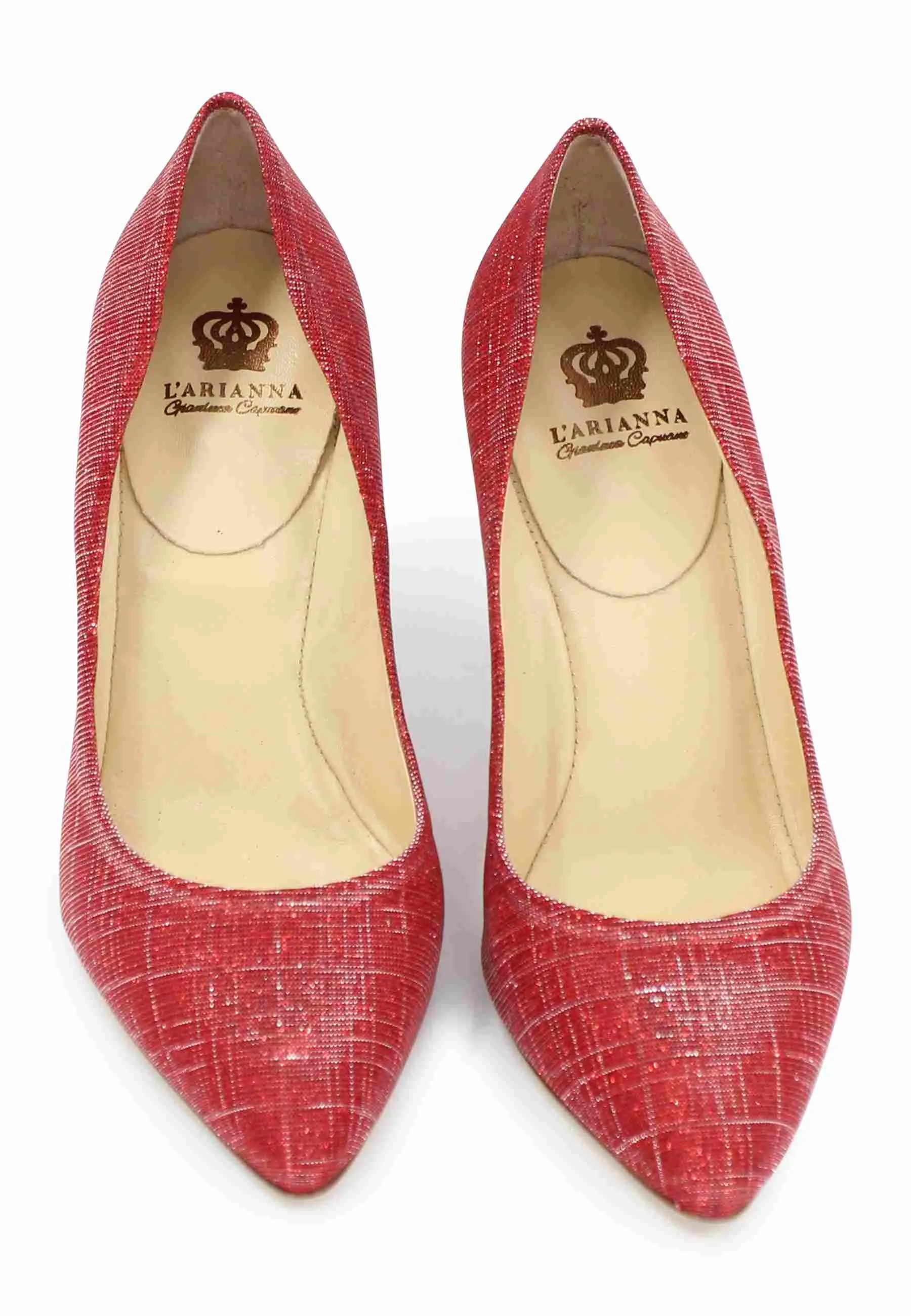 Decollete DE1002/RT donna in tessuto lux rosso con tacco alto