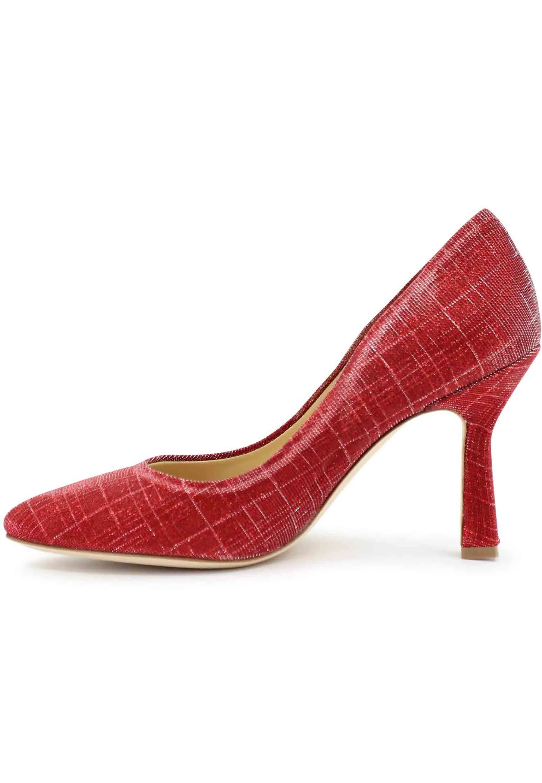 Decollete DE1002/RT donna in tessuto lux rosso con tacco alto