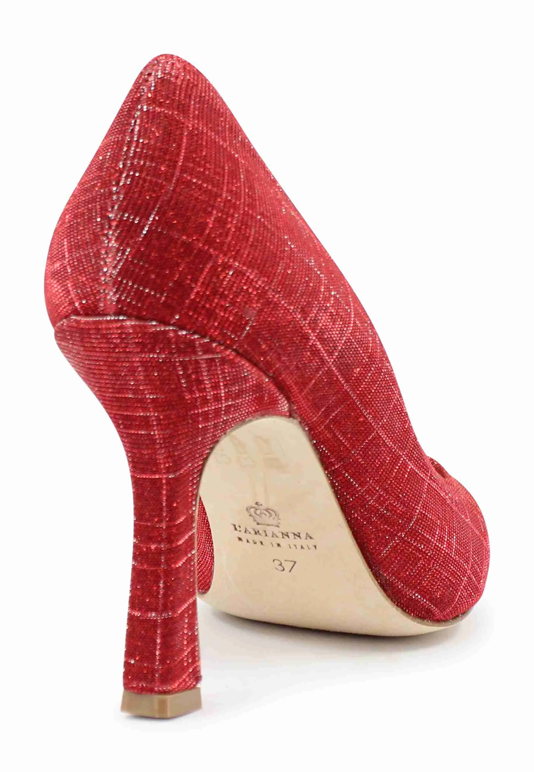 Decollete DE1002/RT donna in tessuto lux rosso con tacco alto