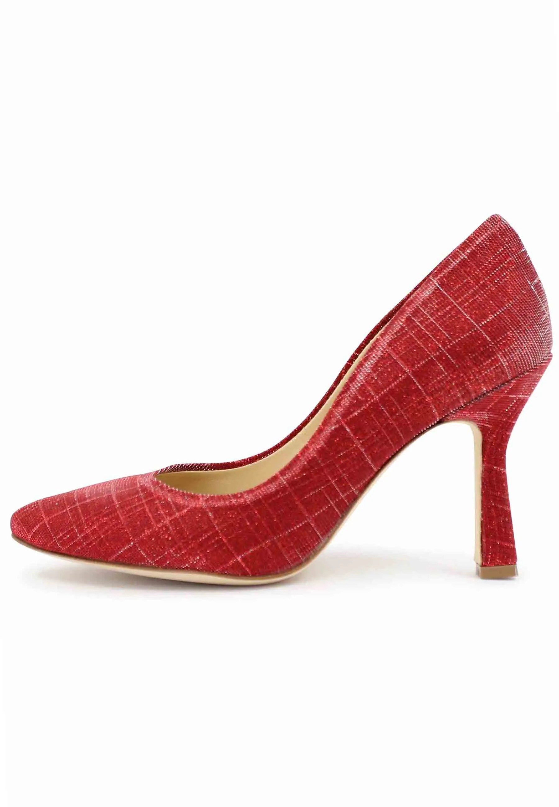 Decollete DE1002/RT donna in tessuto lux rosso con tacco alto