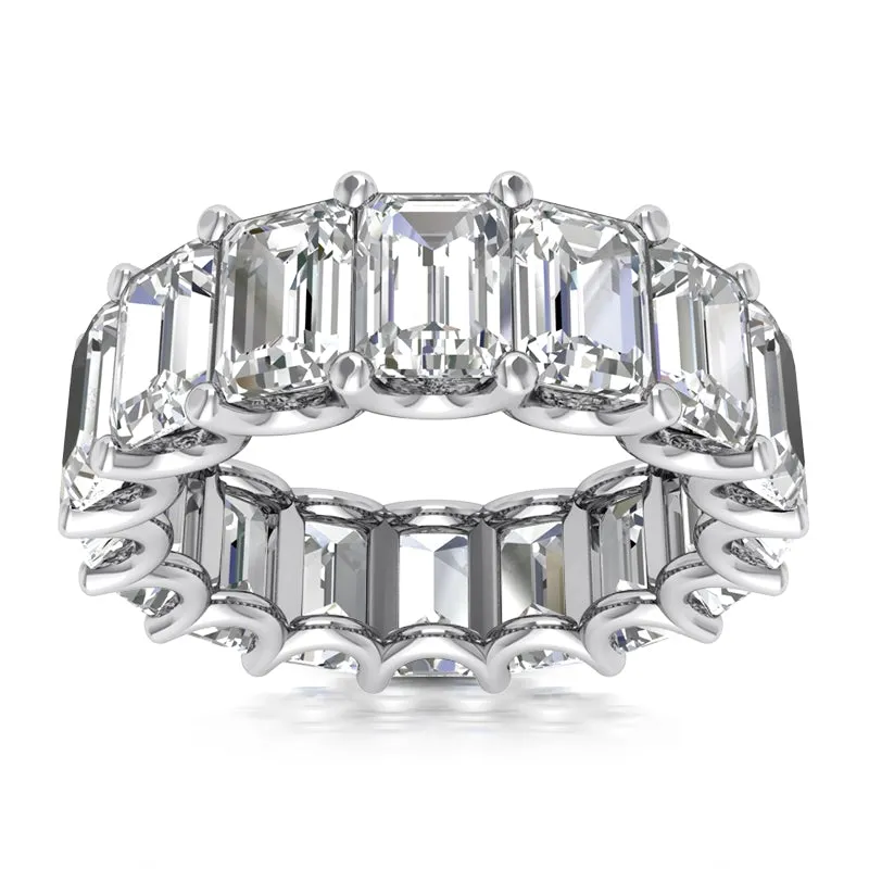 ECLAT 6 Carat Emerald-Cut Diamond Eternity Ring in 14K 18K Gold or Platinum  35 pointer G Color VS1 Clarity Shared Prong Band By Mike Nekta NYC size 5