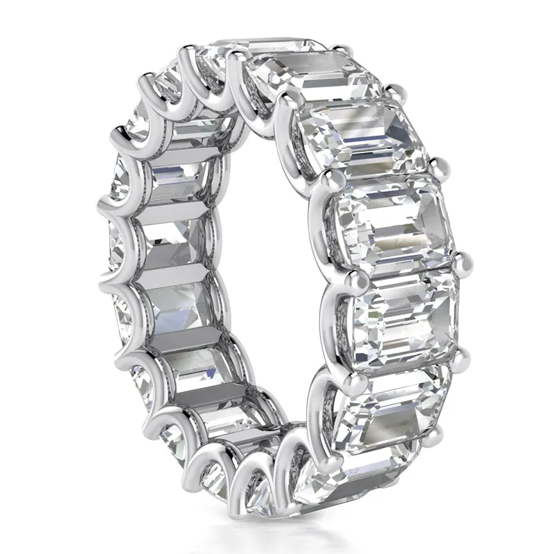 ECLAT 6 Carat Emerald-Cut Diamond Eternity Ring in 14K 18K Gold or Platinum  35 pointer G Color VS1 Clarity Shared Prong Band By Mike Nekta NYC size 5