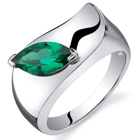 Emerald Marquise Cut Sterling Silver Ring Size 6