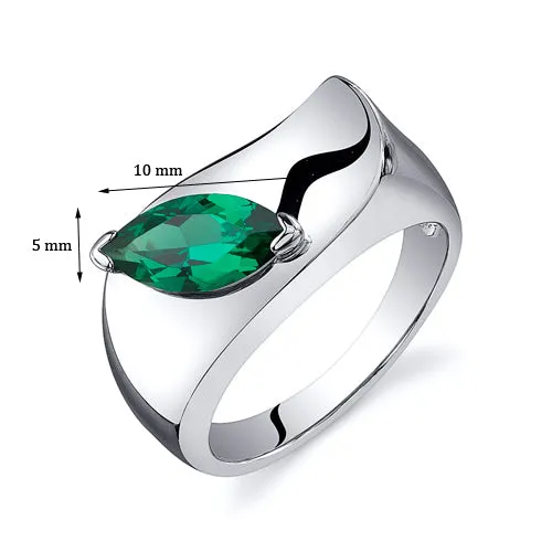 Emerald Marquise Cut Sterling Silver Ring Size 6