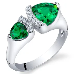 Emerald Trillion Sterling Silver Ring Size 5