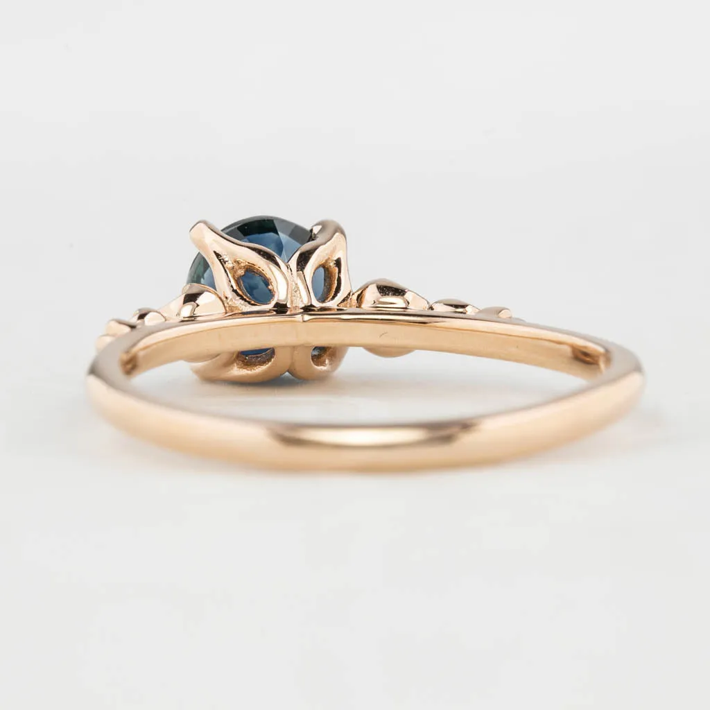 Estel Luxe Ring 1.16ct Dark Teal Blue Green Montana Sapphire, 14k Rose Gold (One of a Kind)