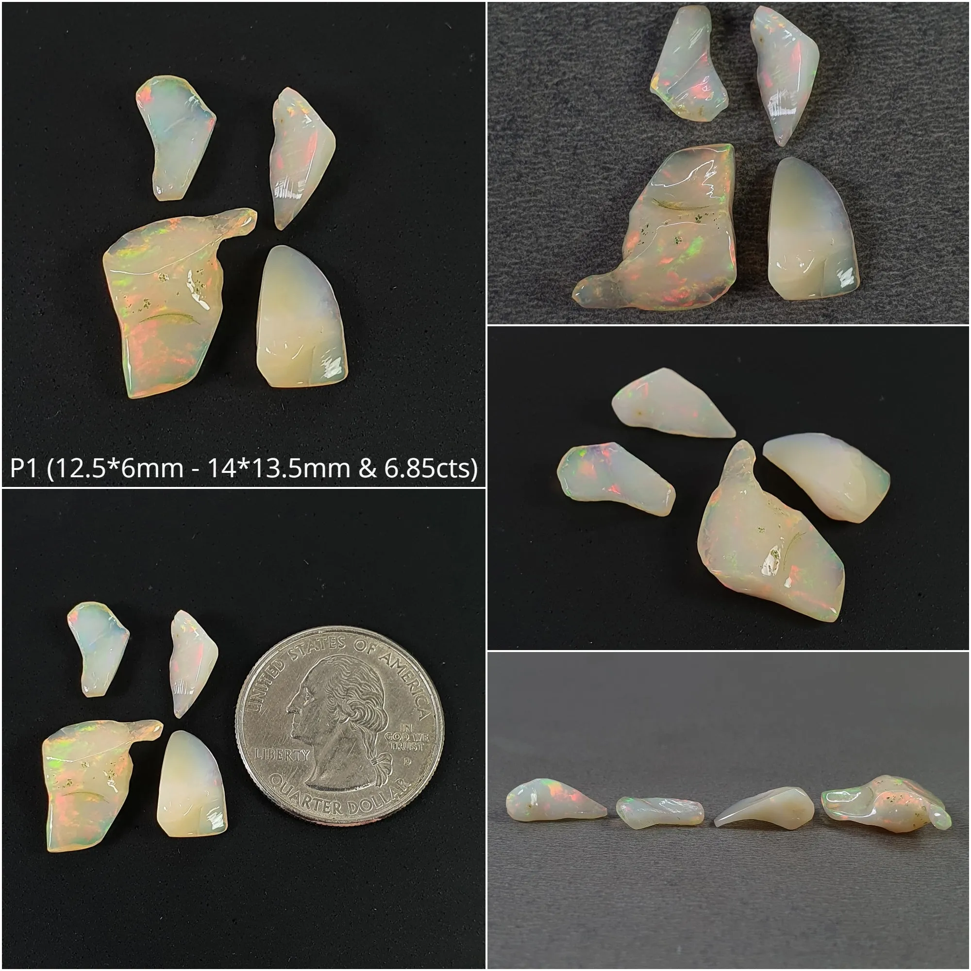 ETHIOPIAN OPAL Gemstone Cabochon : Natural Untreated Unheated White Opal Cabochon Uneven Shape 4pcs 5pcs