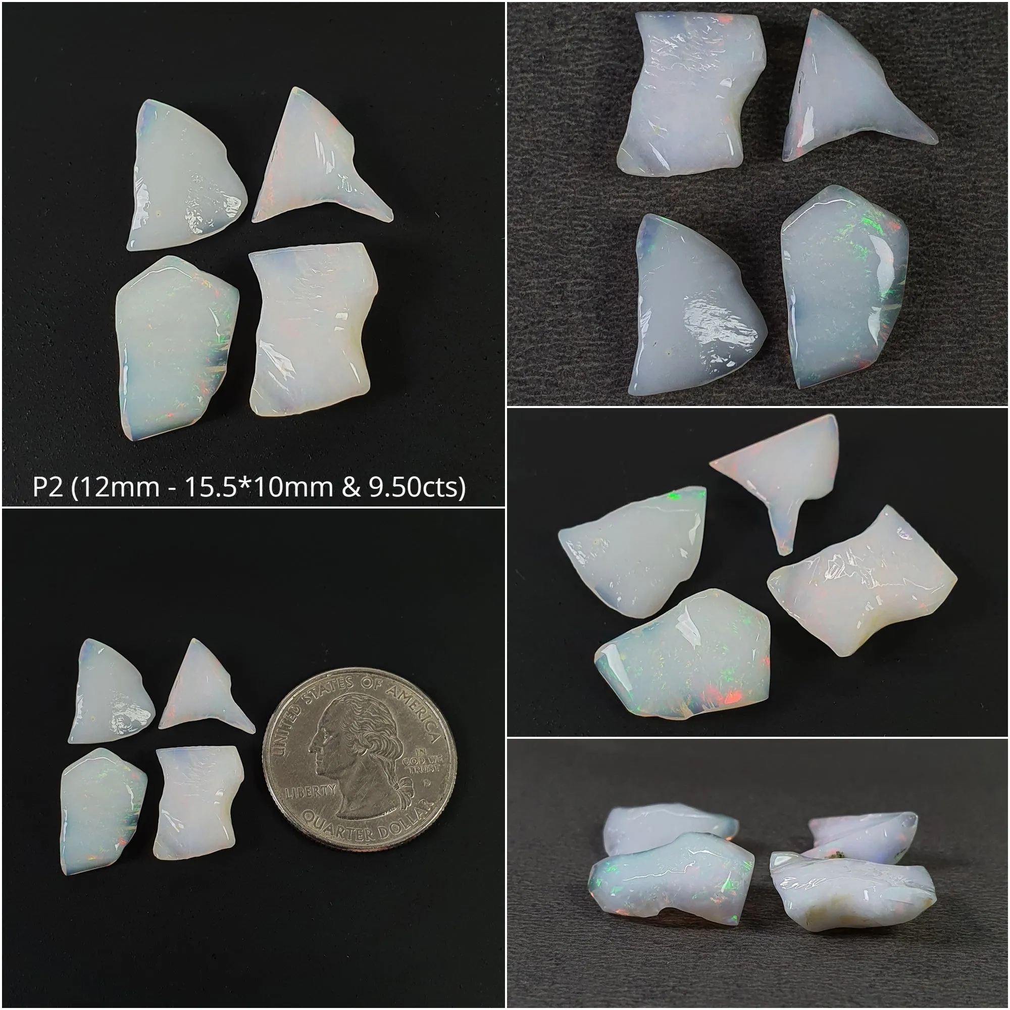 ETHIOPIAN OPAL Gemstone Cabochon : Natural Untreated Unheated White Opal Cabochon Uneven Shape 4pcs 5pcs