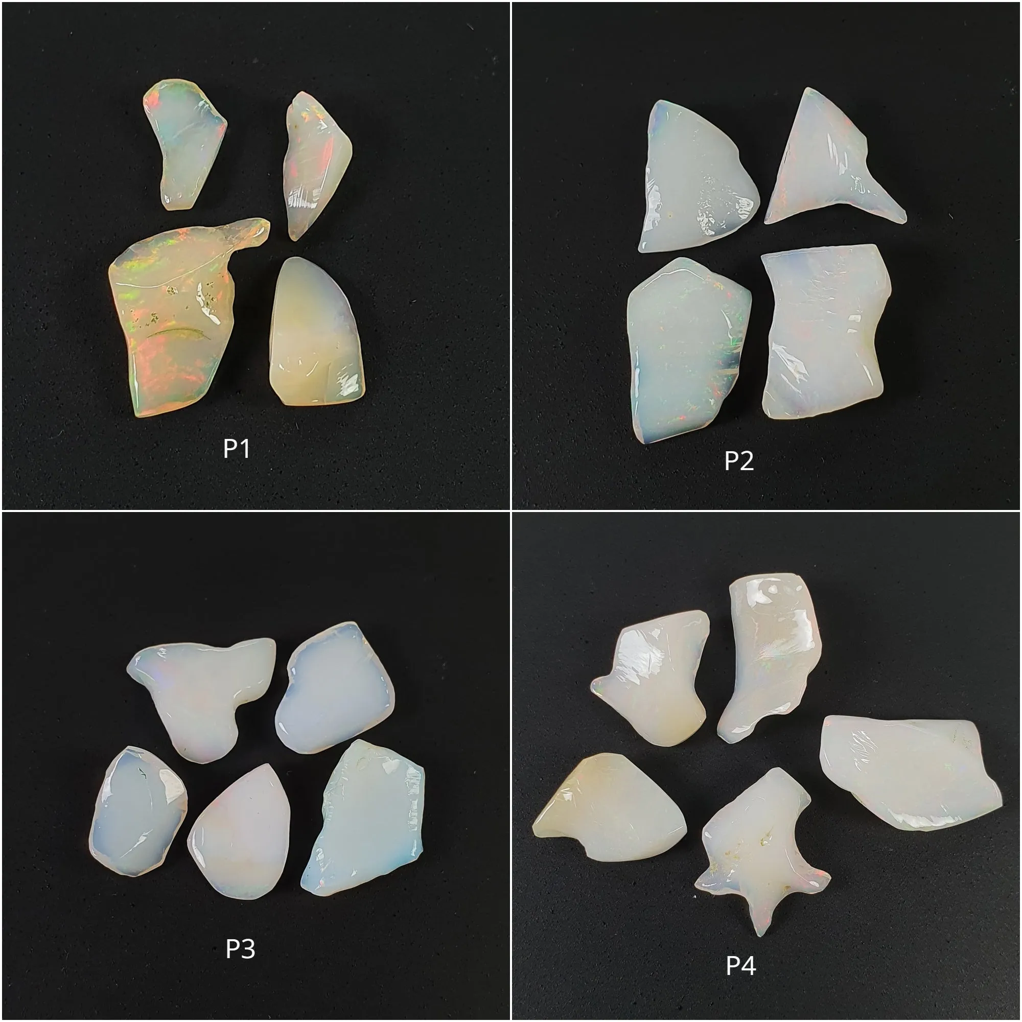 ETHIOPIAN OPAL Gemstone Cabochon : Natural Untreated Unheated White Opal Cabochon Uneven Shape 4pcs 5pcs