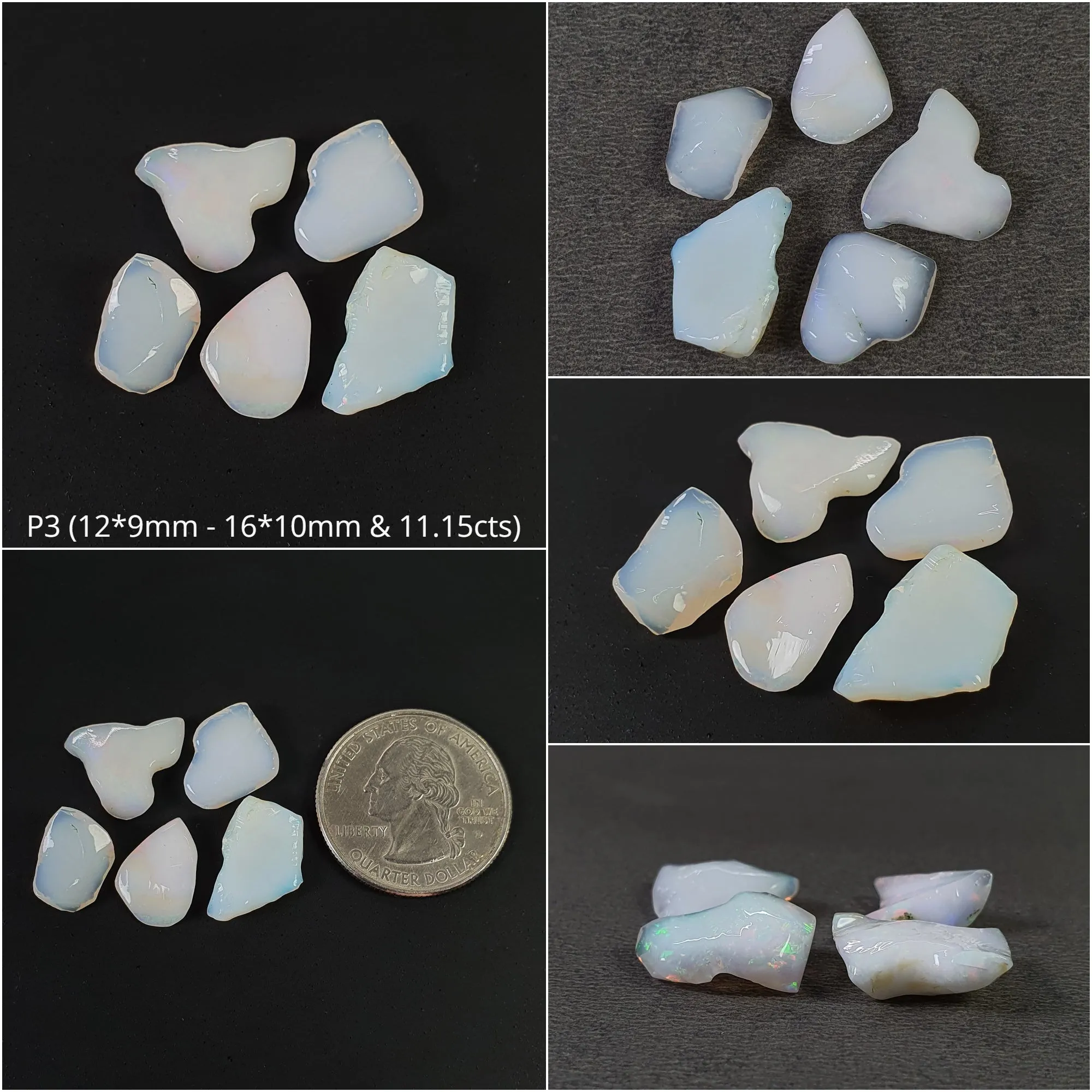 ETHIOPIAN OPAL Gemstone Cabochon : Natural Untreated Unheated White Opal Cabochon Uneven Shape 4pcs 5pcs