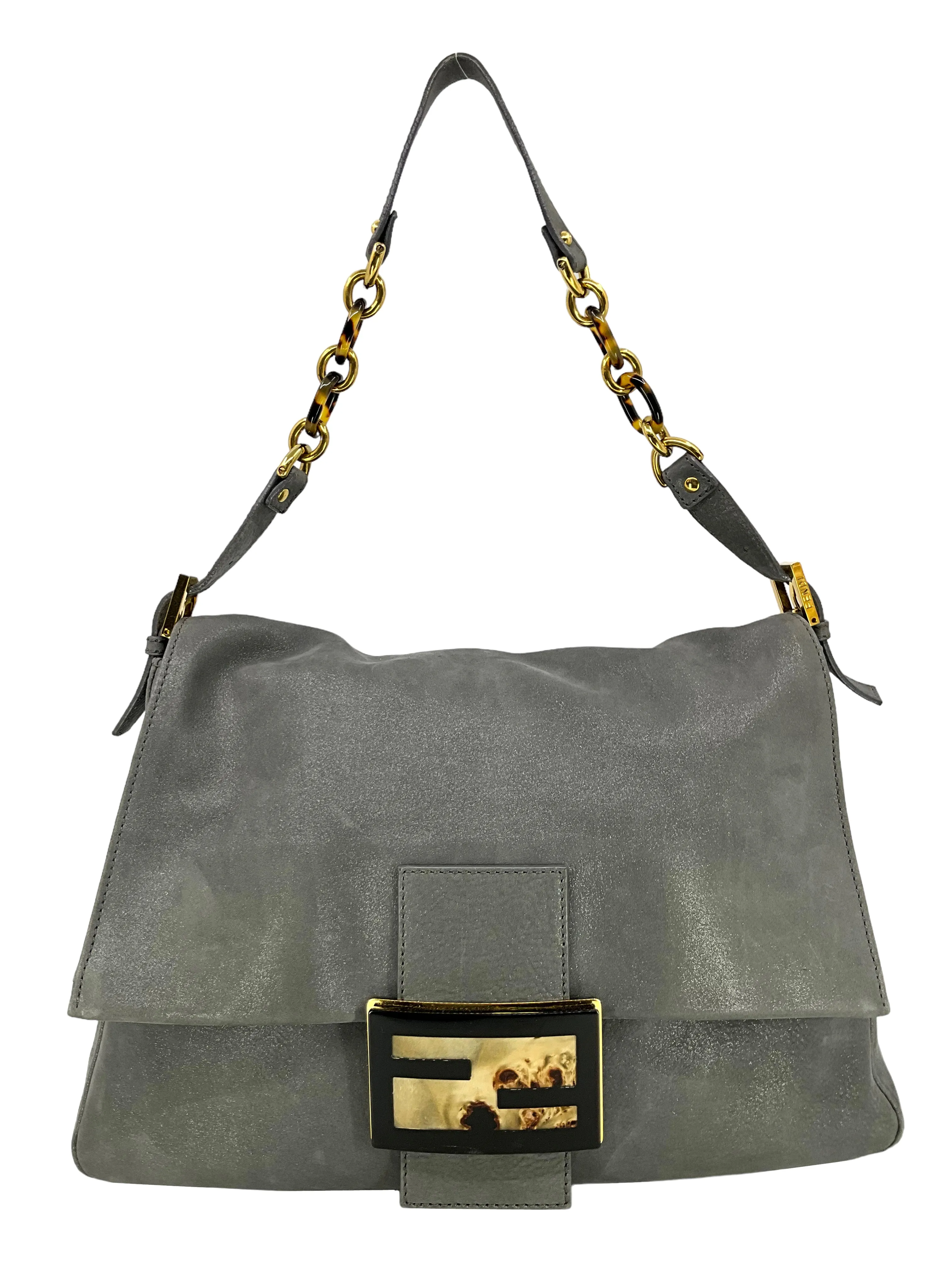 Fendi Metallic Suede Mamma Foreve Baguette Shoulder Bag