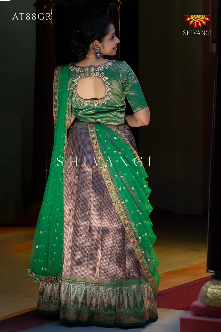 Festive Wear !!! - Green Silver Fire Lehenga