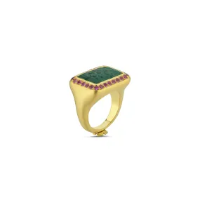 FLORIANA CARVED EMERALD SIGNET RING