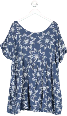 Free People Blue Belezza Printed Babydoll Dress UK L