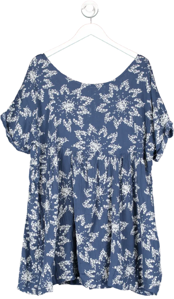 Free People Blue Belezza Printed Babydoll Dress UK L