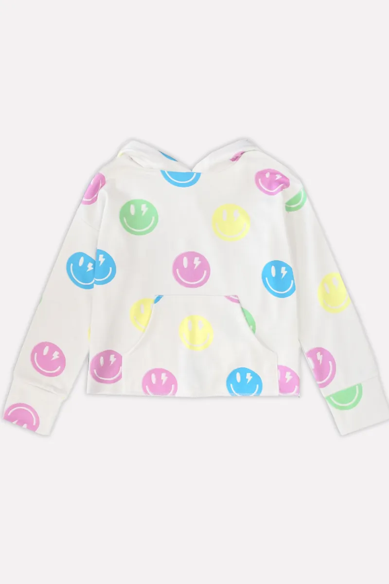 French Terry Easy Hoodie - Ivory Multi Smile