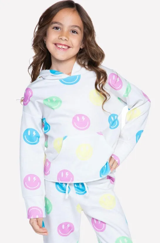 French Terry Easy Hoodie - Ivory Multi Smile