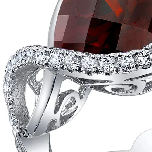 Garnet Heart Shape Sterling Silver Ring Size 9