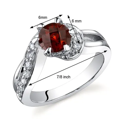 Garnet Round Cut Sterling Silver Ring Size 5