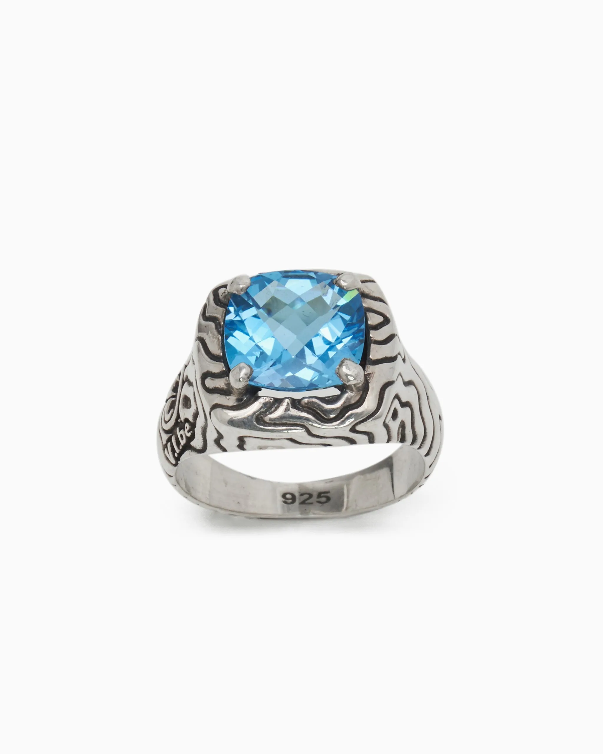 Gemstone Ring with Reef Texture - Hampton Blue Topaz