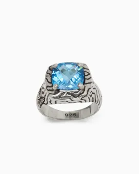 Gemstone Ring with Reef Texture - Hampton Blue Topaz