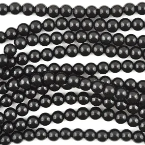 Glass-4mm Round Crystal-Black-Round-15 Inch Strand