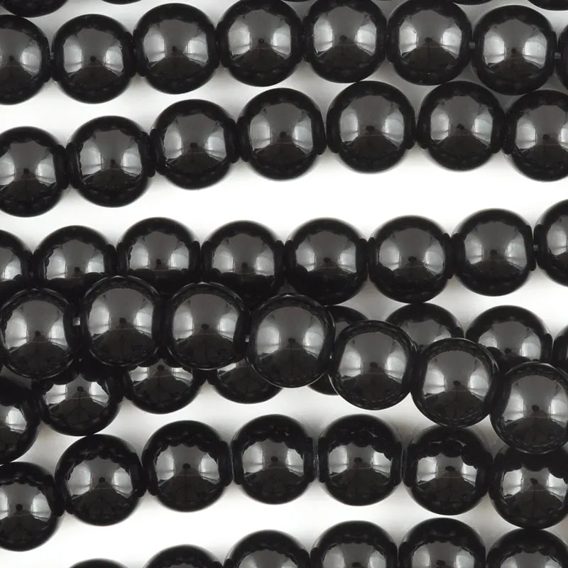 Glass-4mm Round Crystal-Black-Round-15 Inch Strand