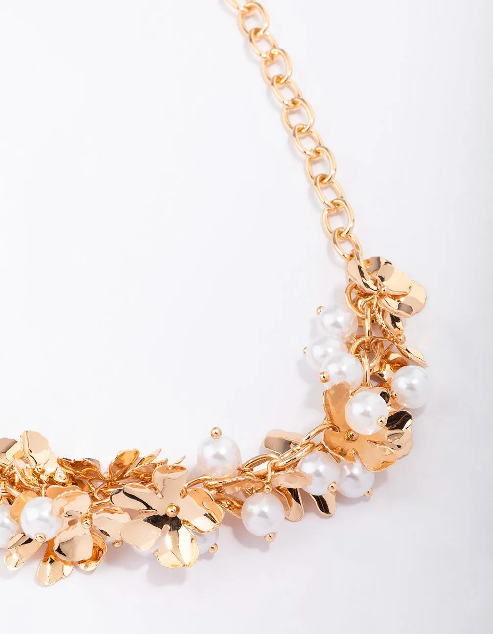 Gold Flower Cluster Statement Necklace