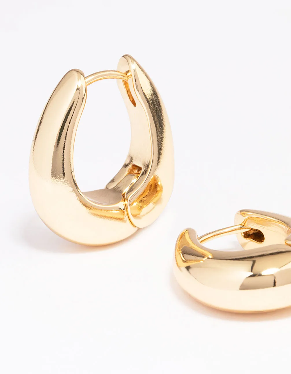 Gold Plated Small Bold Oval Hoop Earrings