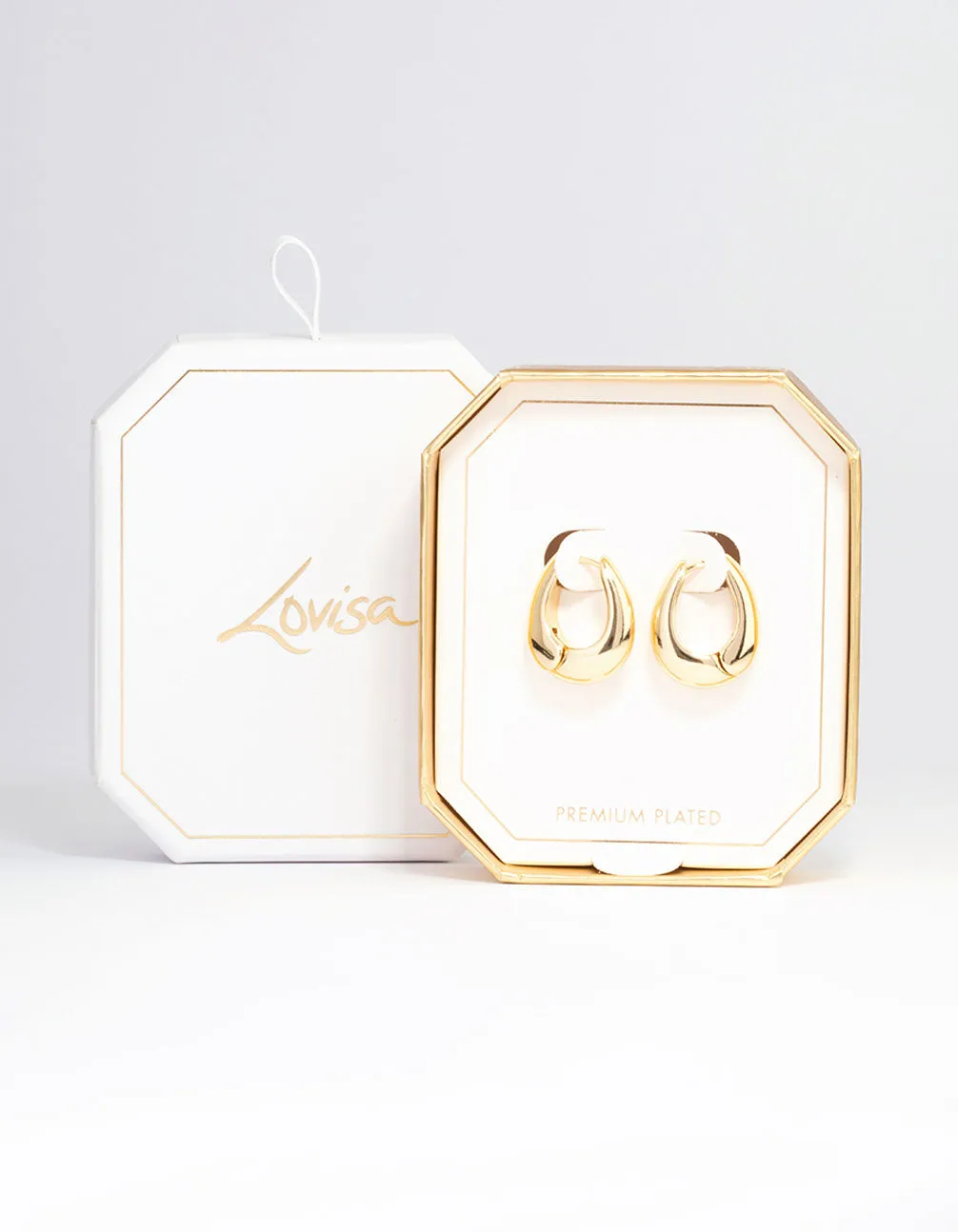 Gold Plated Small Bold Oval Hoop Earrings