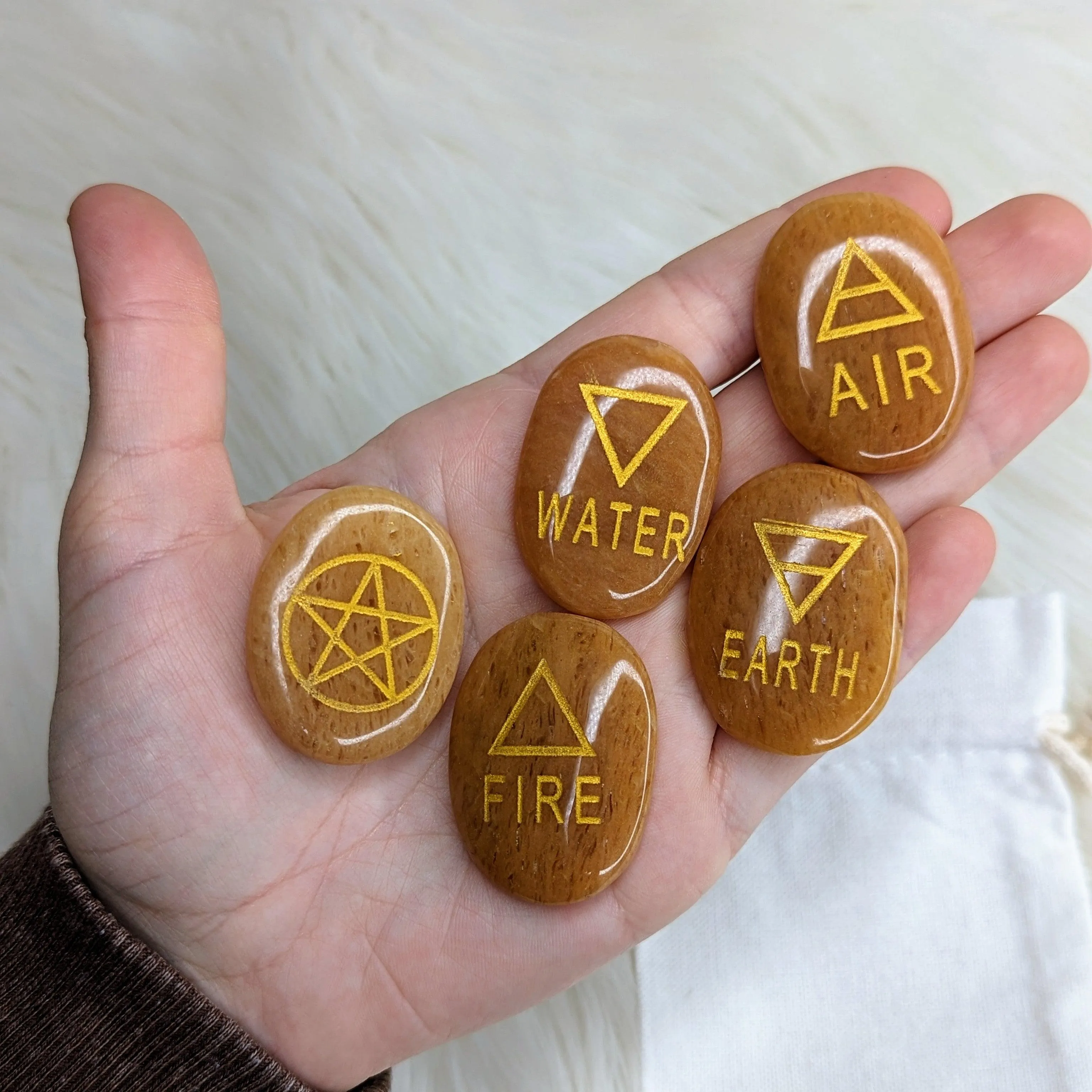 Golden Healer Elemental Set of Pocket Stones