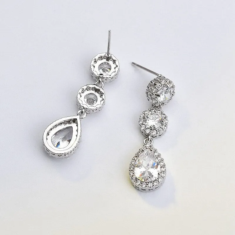 Gorgeous Shiny CZ Stone Dangle Earrings