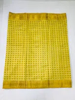 Gorgeous Yellow Color With Contrast Golden Pallu Silk Cotton Saree For Women