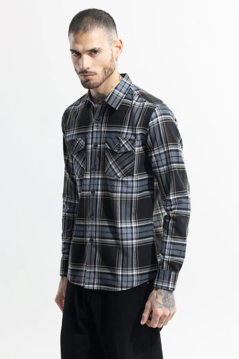 Grid Hatch Grey Checks Shirt